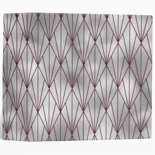 Cute Elegant Maroon Grey Art Deco Pattern Binder
