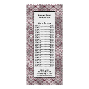 Cute Elegant Maroon Grey Art Deco Pattern Rack Card