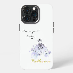 cute elegant modern girly blue flowers and dress iPhone 13 pro case