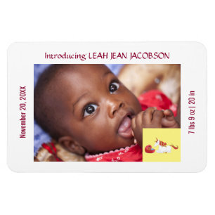 Cute Elegant New Baby Unicorn Birth Announcement Magnet