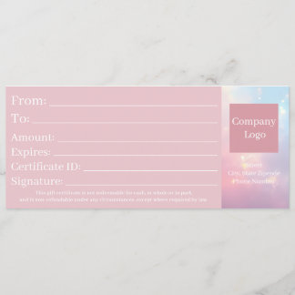 Cute Elegant Opal Pink Pastel Gift Certificate Save The Date