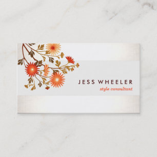 Cute Elegant Orange Wildflowers Floral Business Card