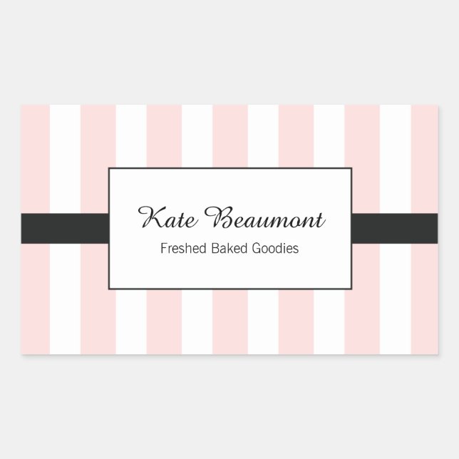 Cute Elegant Pink and White Stripes Sticker (Front)