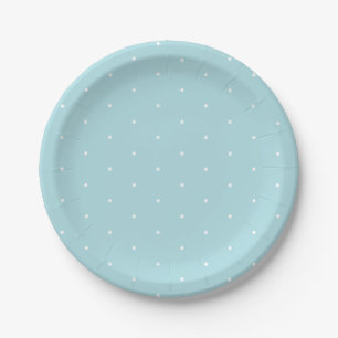 Cute elegant powder blue tiny polka dots pattern paper plate
