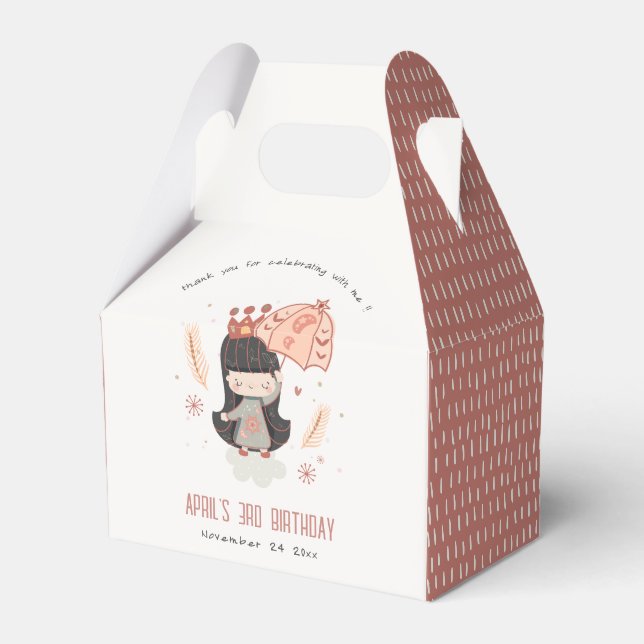 Cute Elegant Rust Boho Princess on Clouds Birthday Favor Box (Front Side)