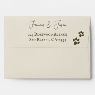 Cute Elegant Script Cat Paw Print Envelope