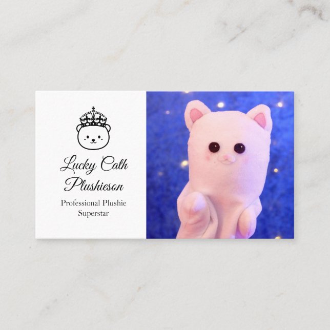 Cute Elegant Script Professional Royal Plushie Business Card (Front)