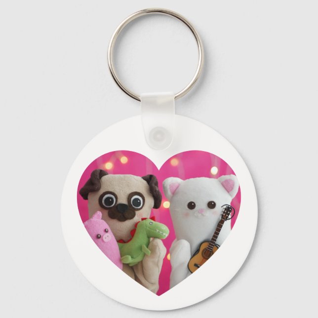 Cute Elegant Simple Minimalist Heart Photo Keychain (Front)