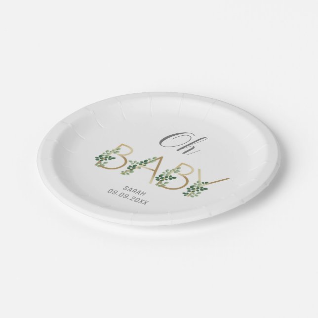 Cute Elegant Slogan Baby Shower Paper Plate (Angled)