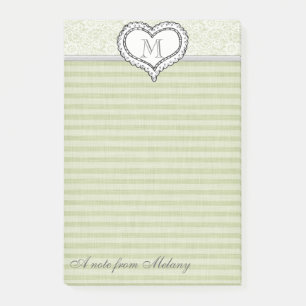 Cute elegant stylish lace heart monogram post-it notes