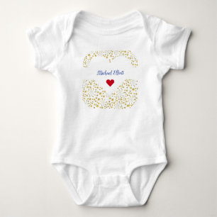 Cute Elegant Trendy Gold Stars Name Hearts Baby Bodysuit