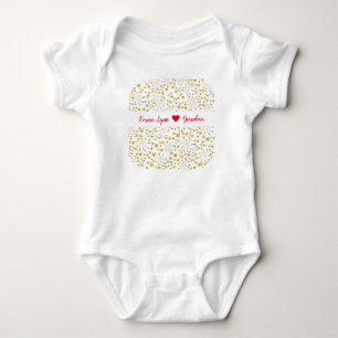Cute Elegant Trendy Gold Stars Name Loves Grandma Baby Bodysuit