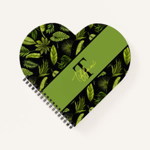 Cute Elegant Tropical Leaves Monogram Notebook