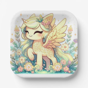 Cute Elegant Unicorn Baby Shower Paper Plate