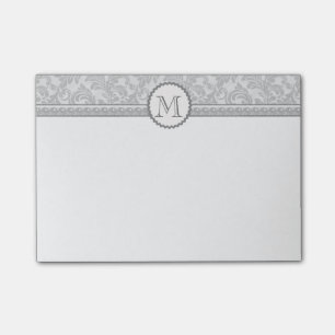 Cute elegant vintage damask pearl monogram post-it notes