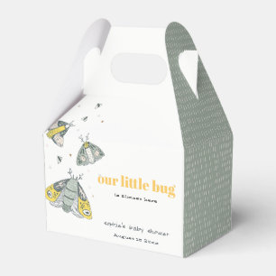 Cute Elegant Yellow Grey Little Bug Baby Shower Favor Box