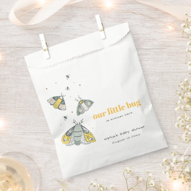 Cute Elegant Yellow Grey Little Bug Baby Shower Favour Bag (Clipped)