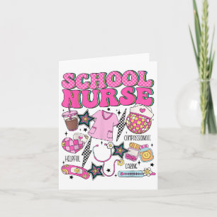 Cute Elementary School Nurse Student Teacher Back Card