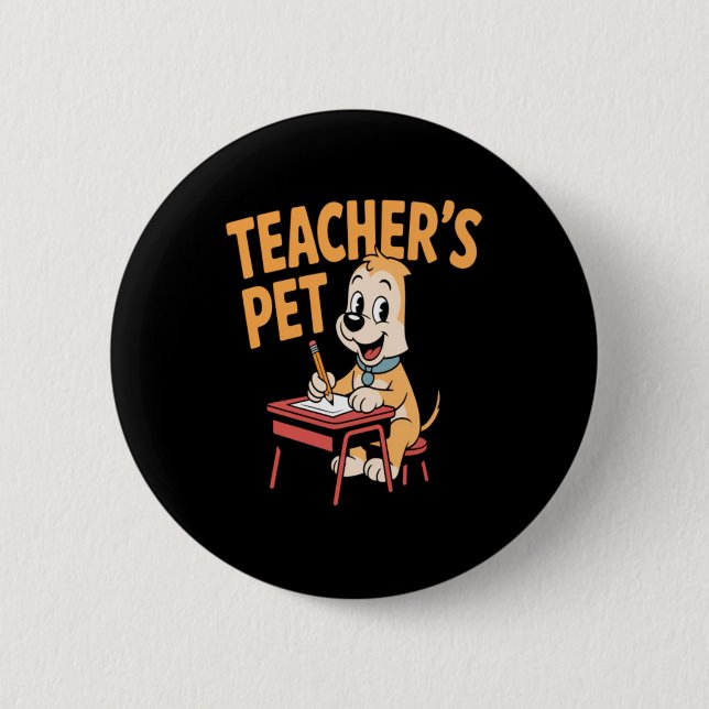 Cute Elementary School Student Dog Funny Teachers 2 Inch Round Button (Front)
