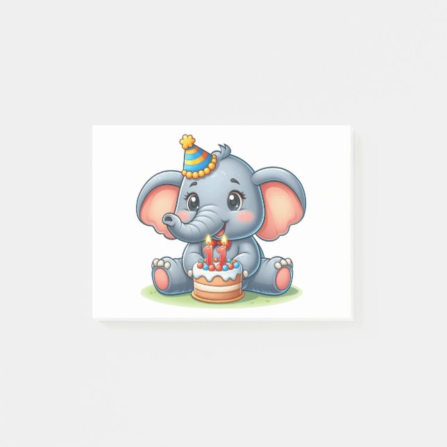 Cute Elephant 11th Birthday Post-it Notes (Front)