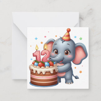 Cute Elephant 12th Birthday Card