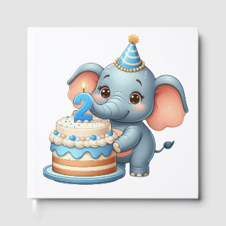 Cute Elephant 2nd Birthday Guest Book