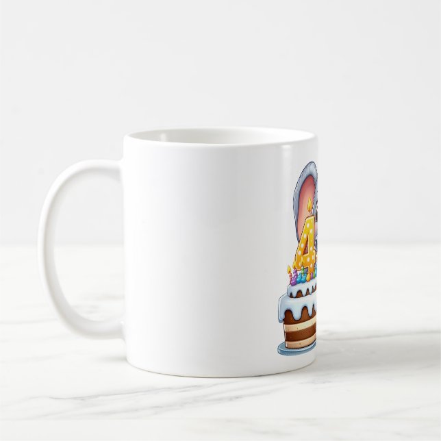Cute Elephant 4th Birthday Coffee Mug (Left)