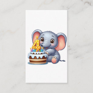 Cute Elephant 4th Birthday Enclosure Card