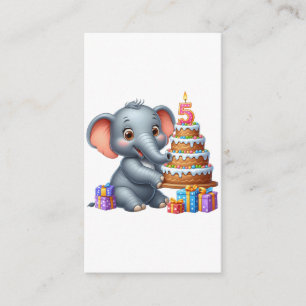 Cute Elephant 5th Birthday Enclosure Card