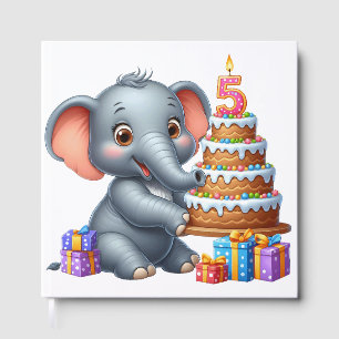 Cute Elephant 5th Birthday Guest Book