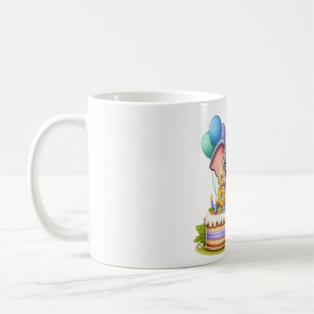 Cute Elephant 6th Birthday Coffee Mug (Left)