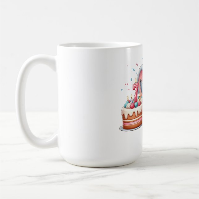 Cute Elephant 7th Birthday Coffee Mug (Left)