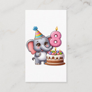 Cute Elephant 8th Birthday Enclosure Card