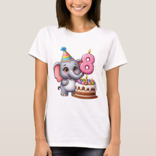 Cute Elephant 8th Birthday T-Shirt