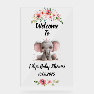 Cute elephant acrylic baby shower sign