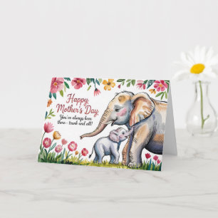 Cute Elephant and Baby Floral Mothers Day  Card