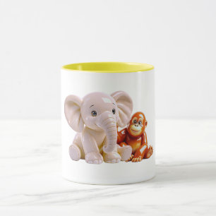 Cute Elephant and Baby Orangutan Best Friends Mug