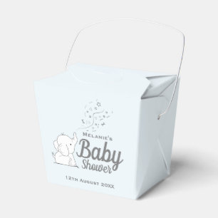 Cute Elephant and Confetti Blue Baby Shower Favor Box