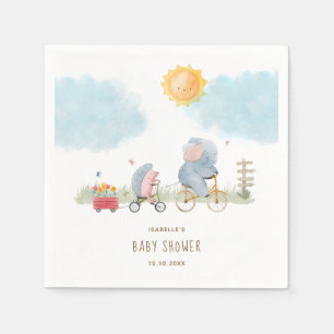 Cute Elephant and Hedgehog Baby Shower Napkin