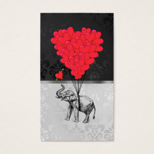 Cute elephant and love heart on grey