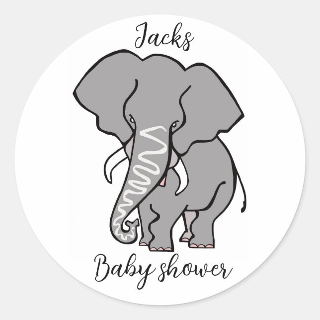 Cute ELEPHANT - Animal - baby shower - Personalize Classic Round Sticker (Front)