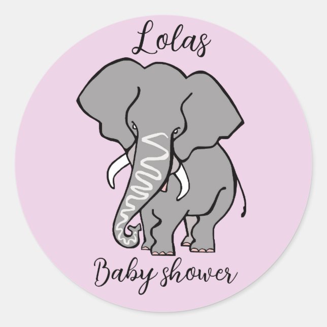 Cute ELEPHANT - Animal - Baby shower - Personalize Classic Round Sticker (Front)