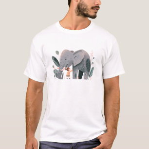 Cute Elephant Animal Loving Cuddle Embrace Kids T-Shirt