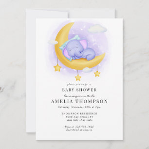 Cute Elephant   Animals Baby Shower Invitation