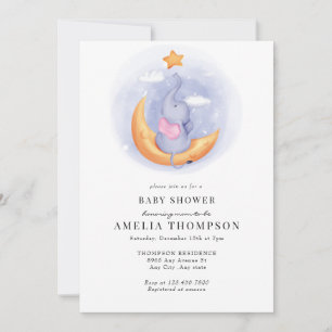 Cute Elephant   Animals Baby Shower Invitation