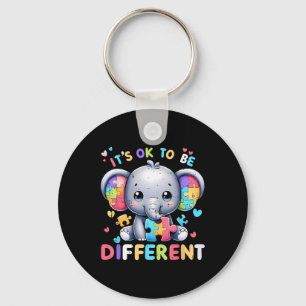 Cute Elephant Autism Awareness Its Ok To Be Differ Keychain