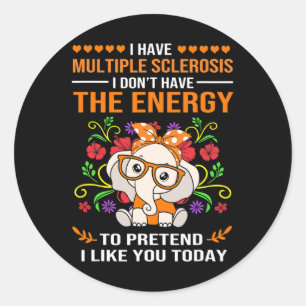 Cute Elephant Awareness Multiple Sclerosis Warrior Classic Round Sticker