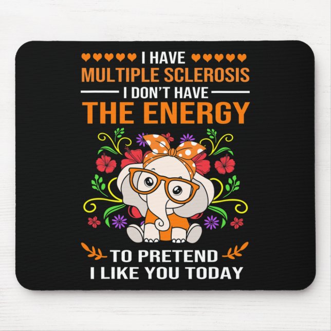Cute Elephant Awareness Multiple Sclerosis Warrior Mouse Pad (Front)