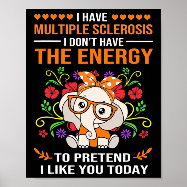 Cute Elephant Awareness Multiple Sclerosis Warrior Poster (Front)