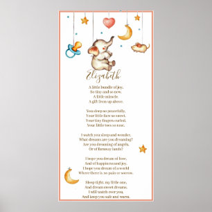 Cute Elephant baby and poem personalized Poster
